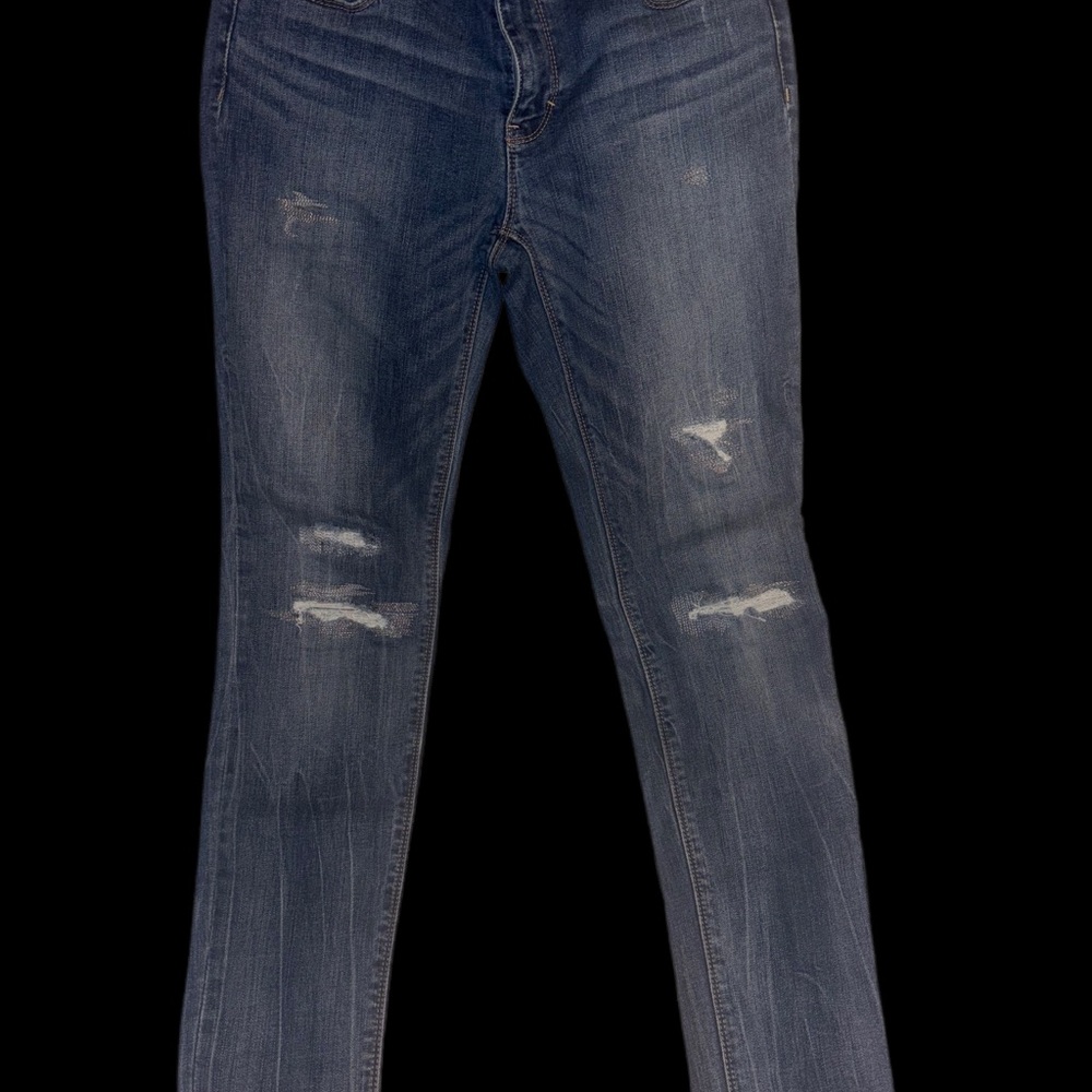 White House Black Market Distressed Skinny Blue Jeans